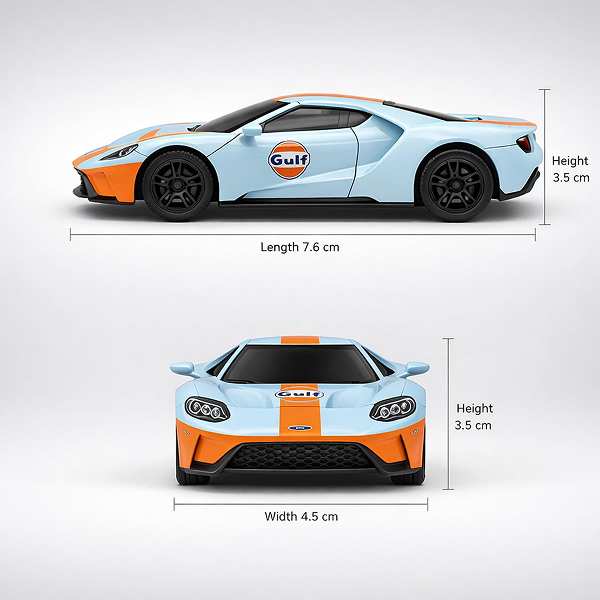 CCA 2017 Ford GT Gulf 1:64 Scale Diecast Model Car with Acrylic Display Case
