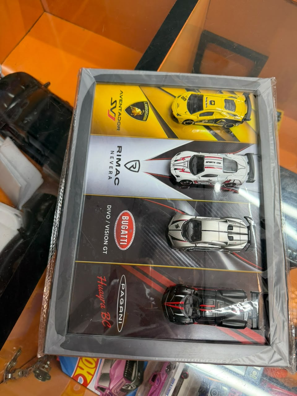 4-car supercar 3D die-cast wall frame