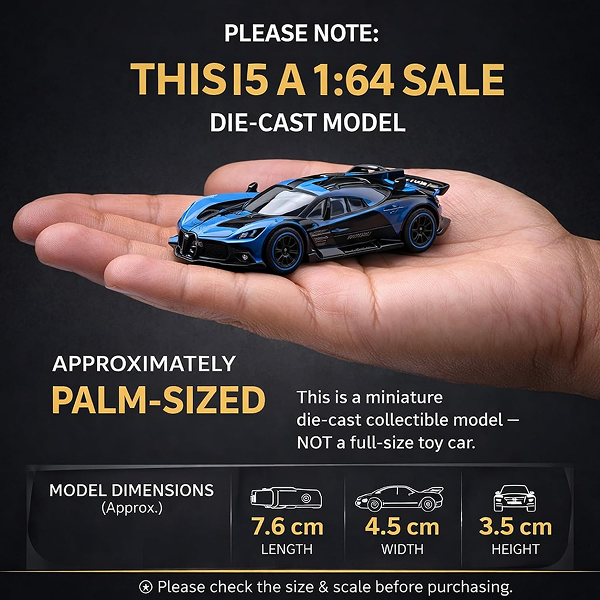 Bburago Bugatti Bolide 1:64 Scale Diecast Model Car – Blue