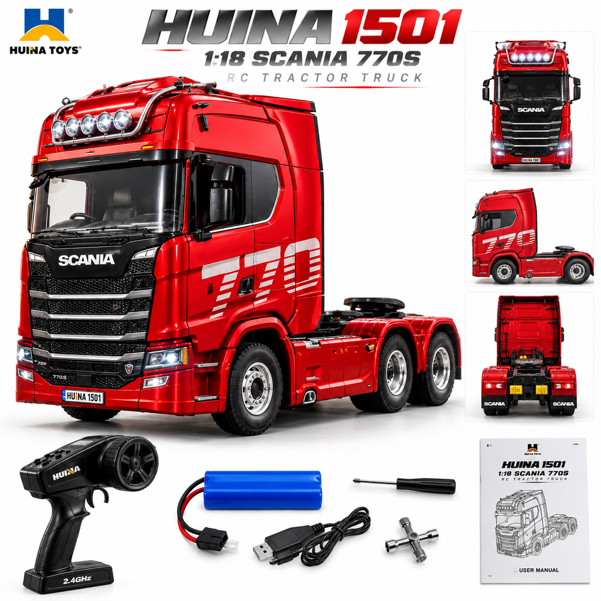 Huina 1501 Scania 770S 1:18 Scale 19-Channel RC Tractor Truck — product image 3