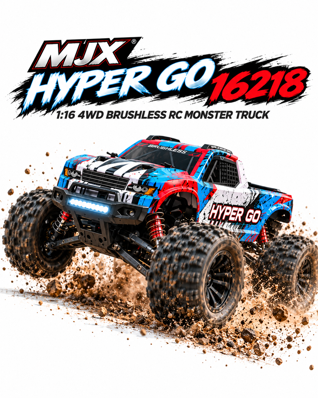 MJX Hyper Go 16218 1:16 Scale 4WD Brushless RC Monster Truck – 60 km/h — product image 3
