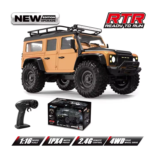 HB Toys |HB-R1607 | 1:16 Scale | Defender 4WD RC Off-Road Climbing Car with LED Lights | Yellow | RTR Series