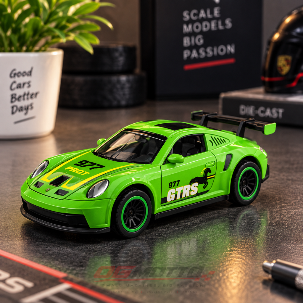 Porsche 911 GT green 1:64 die-cast model