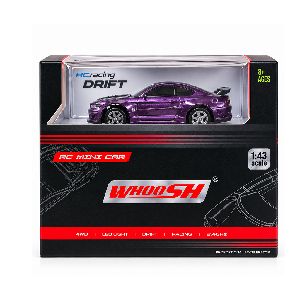 Whoosh 1:43 Scale 4WD RC Drift Car with LED Lights — product image 3