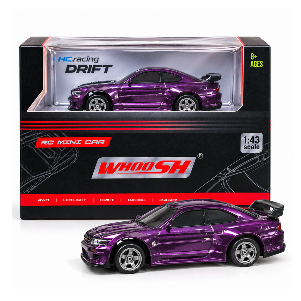 Whoosh 1:43 Scale 4WD RC Drift Car with LED Lights — product image 1