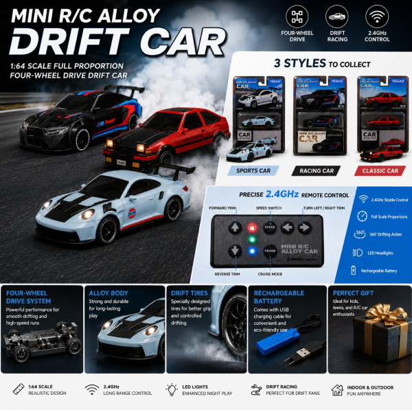 YEGAO Nissan Skyline Mini RC GT-R R34 1:64