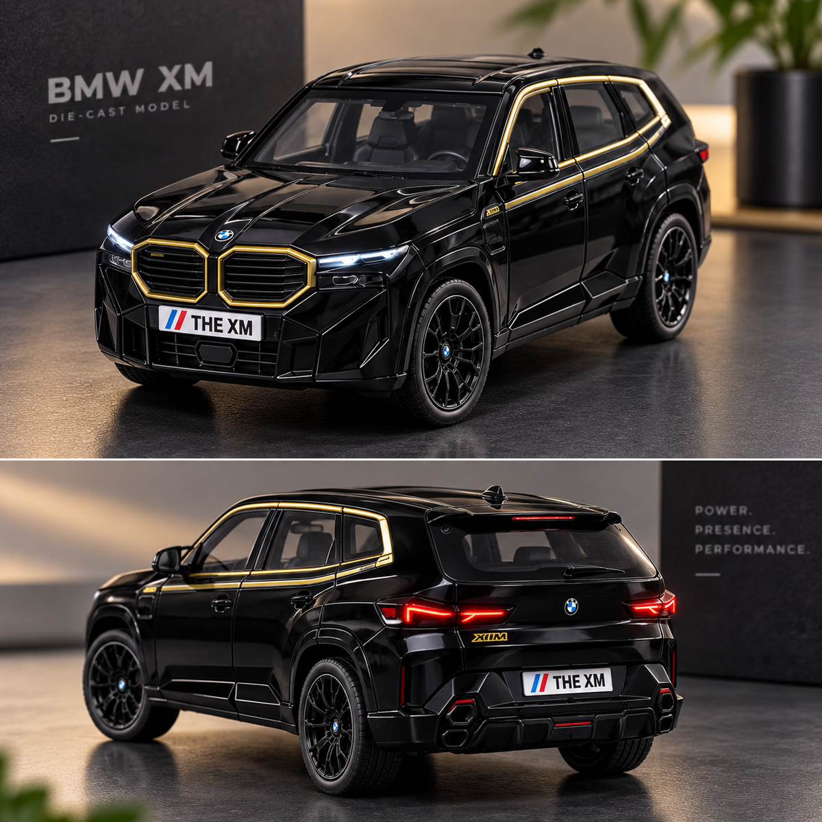 1:32 BMW XM Black Model Metal Diecast Car with Transparent Box — product image 3