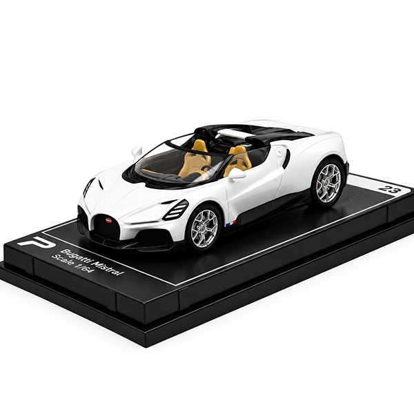 Bugatti Mistral 1:64 Scale Diecast Hypercar – White Edition | Poster Cars